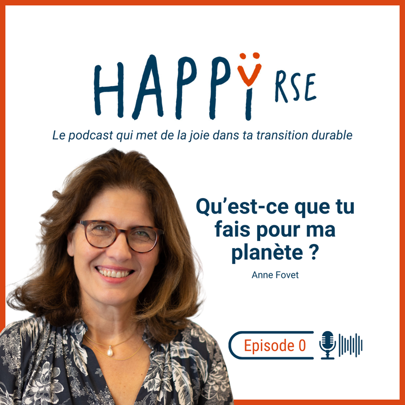 Photo d'Anne Fovet et logo du podcast Happy RSE