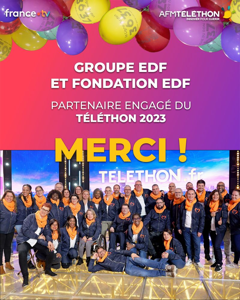 Affiche "Merci" avec les salariés du groupe mobilisés